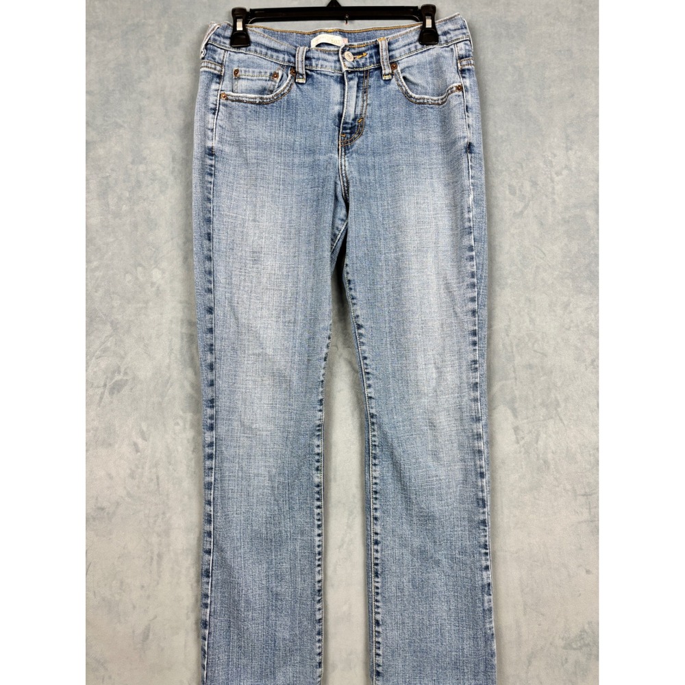 Levis 505 Straight Leg Jeans Light Wash Blue Denim Stretch Size 6M 30x31